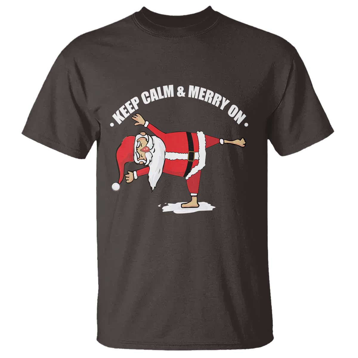 Funny Christmas Yoga T Shirt Keep Calm And Merry On - Wonder Print Shop