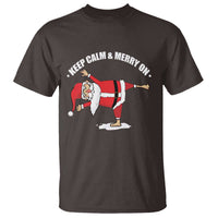 Funny Christmas Yoga T Shirt Keep Calm And Merry On - Wonder Print Shop