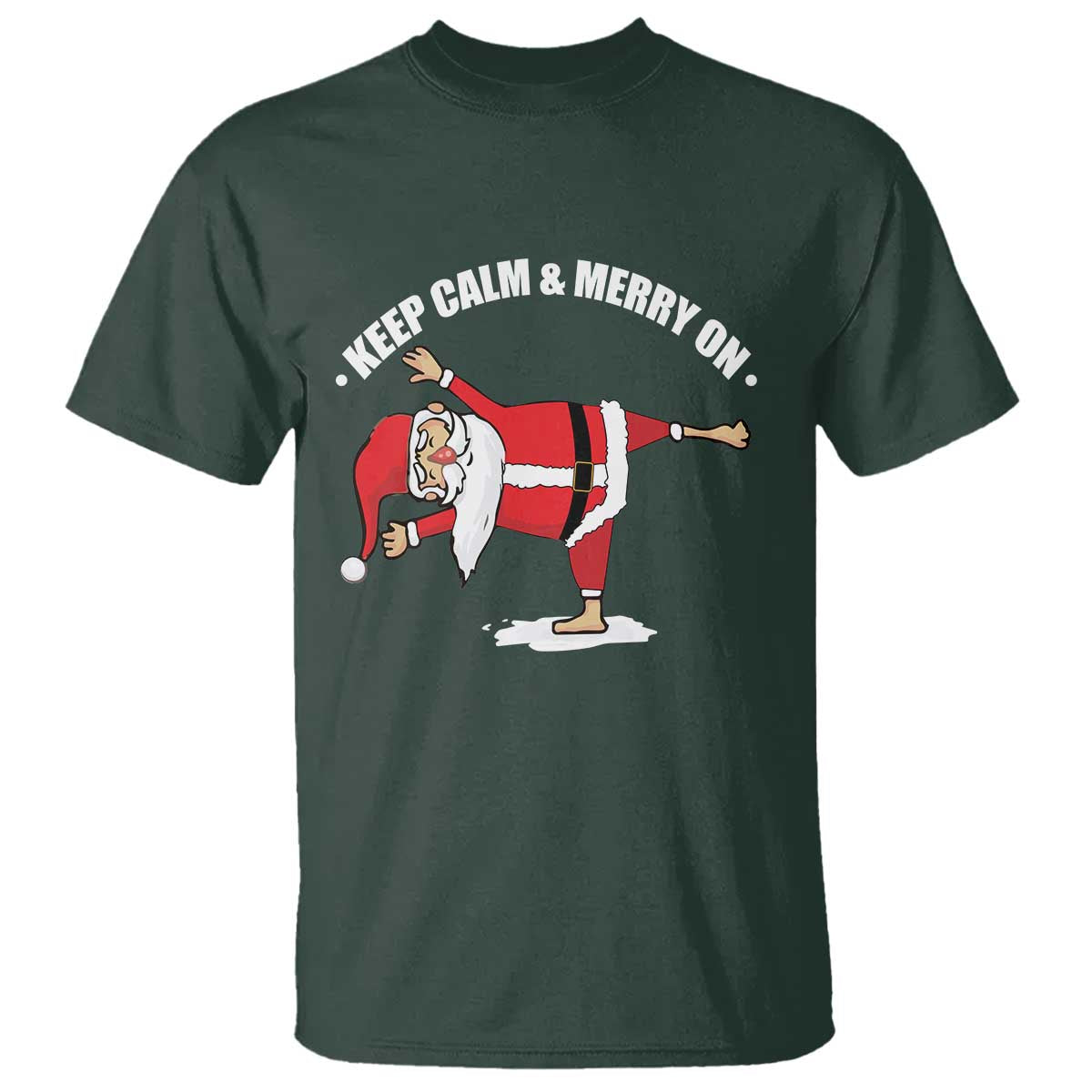 Funny Christmas Yoga T Shirt Keep Calm And Merry On - Wonder Print Shop