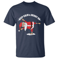 Funny Christmas Yoga T Shirt Keep Calm And Merry On - Wonder Print Shop
