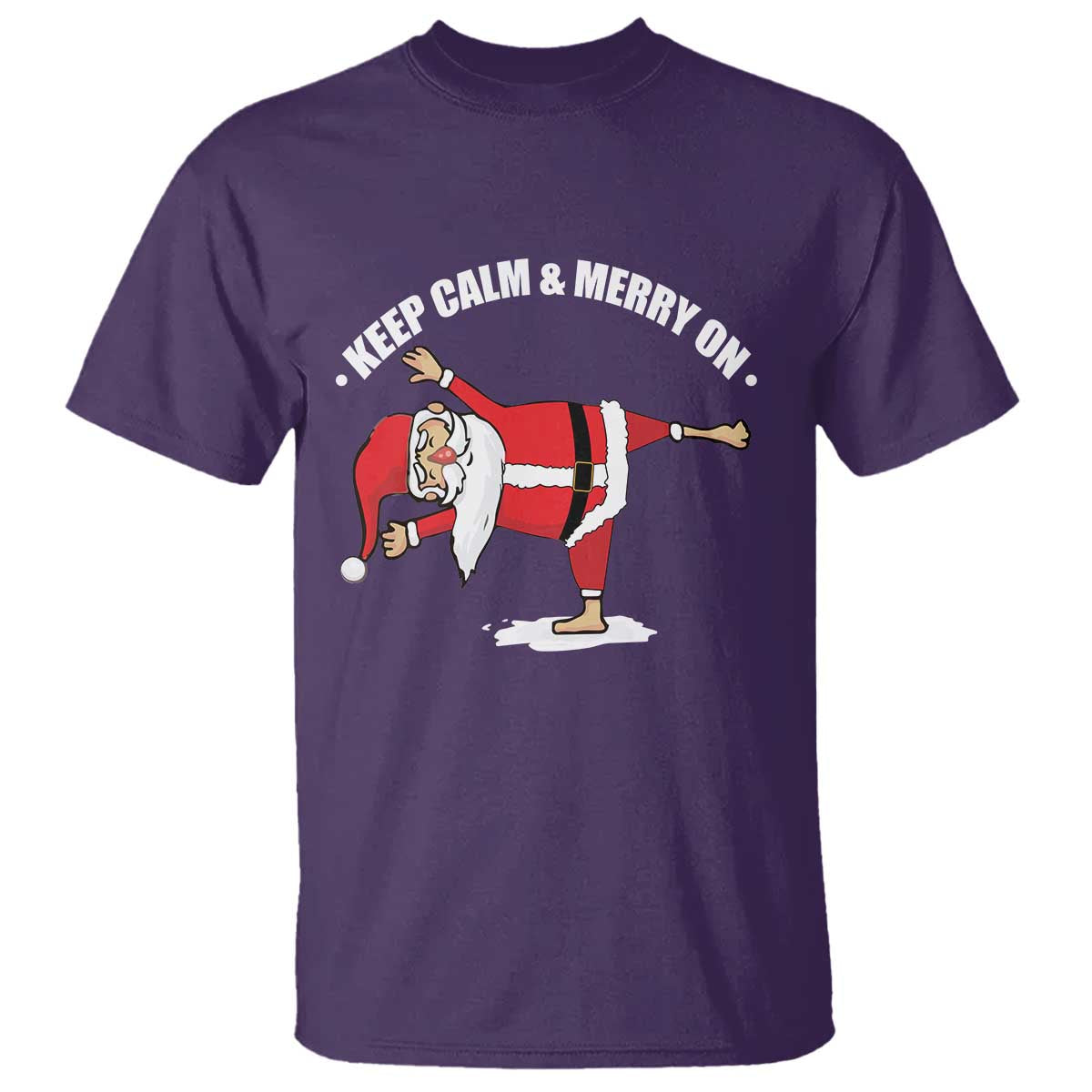 Funny Christmas Yoga T Shirt Keep Calm And Merry On - Wonder Print Shop