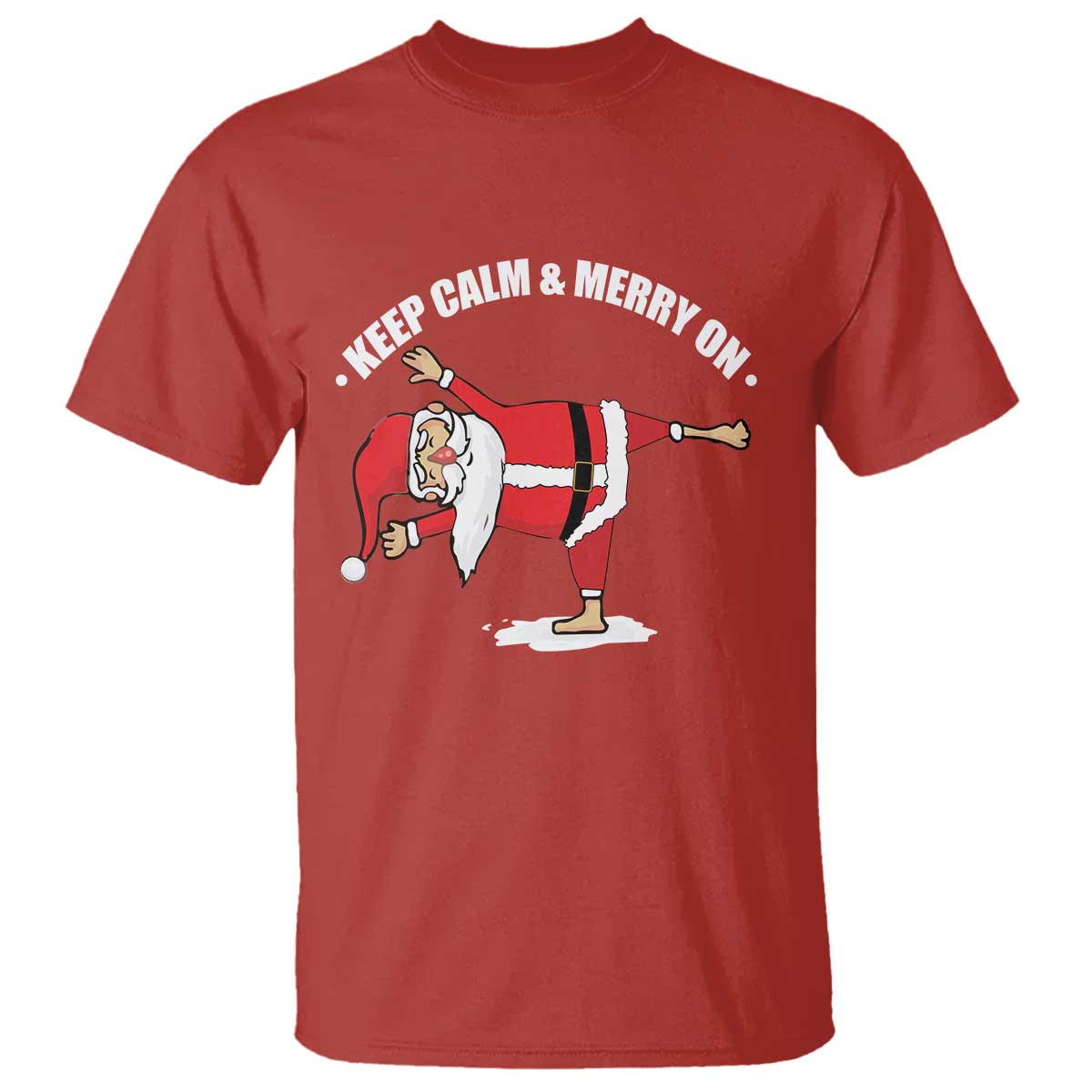 Funny Christmas Yoga T Shirt Keep Calm And Merry On - Wonder Print Shop