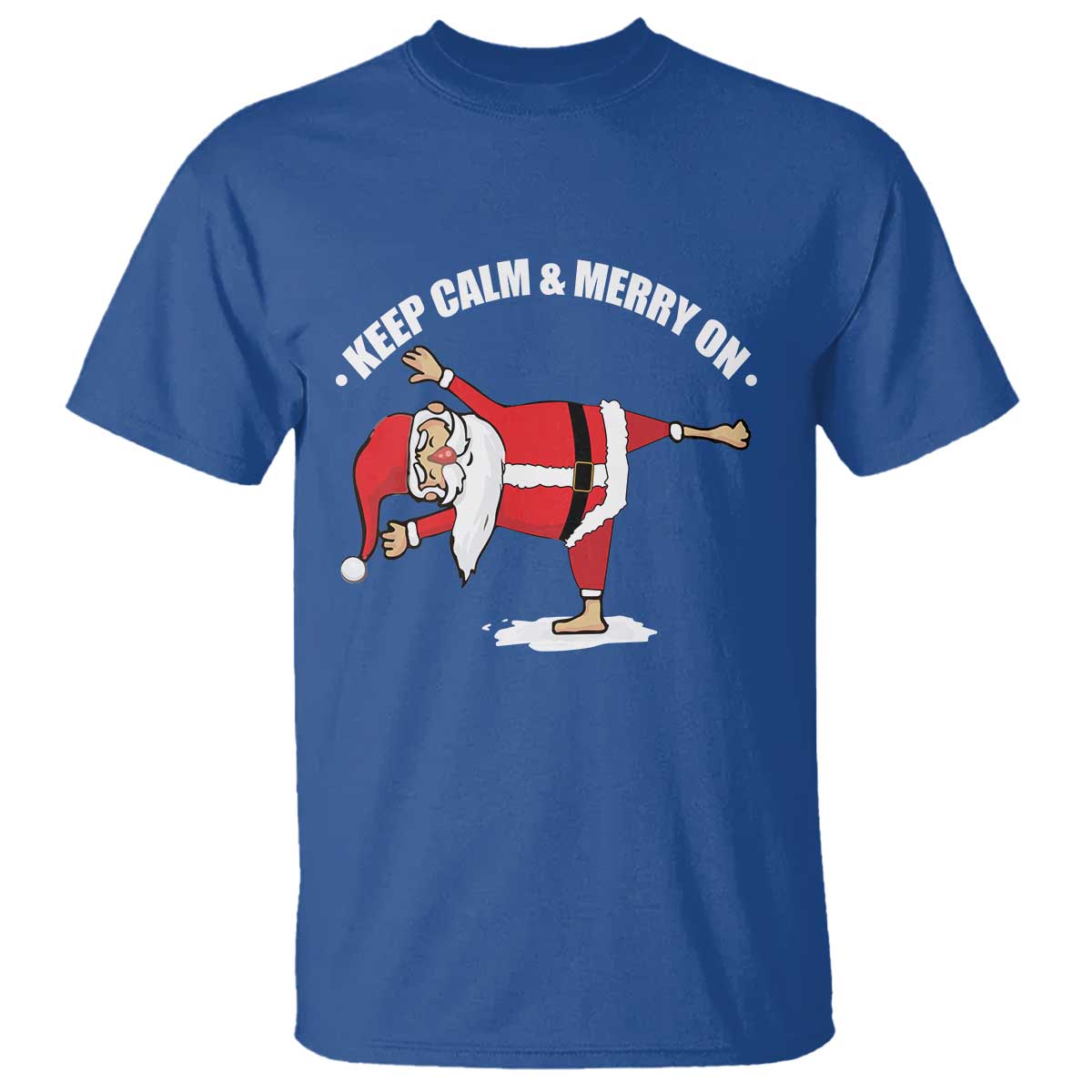 Funny Christmas Yoga T Shirt Keep Calm And Merry On - Wonder Print Shop