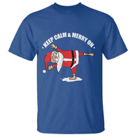 Funny Christmas Yoga T Shirt Keep Calm And Merry On - Wonder Print Shop