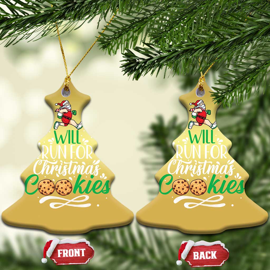 Xmas Gymer Christmas Ornament Will Run For Christmas Cookies Santa Running Race - Wonder Print Shop