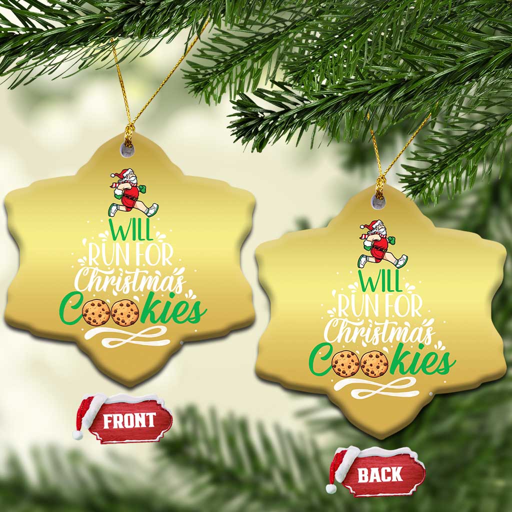 Xmas Gymer Christmas Ornament Will Run For Christmas Cookies Santa Running Race - Wonder Print Shop