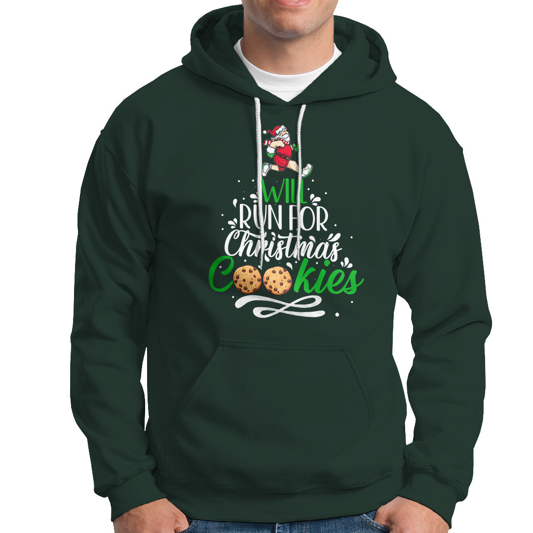 Will Run For Christmas Cookies Santa Running Race Hoodie - Wonder Print Shop