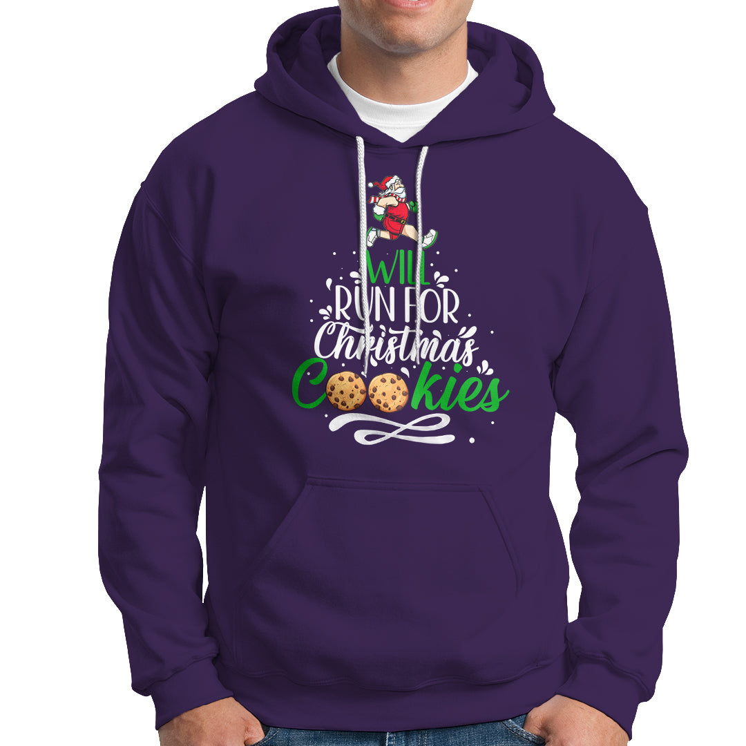 Will Run For Christmas Cookies Santa Running Race Hoodie - Wonder Print Shop