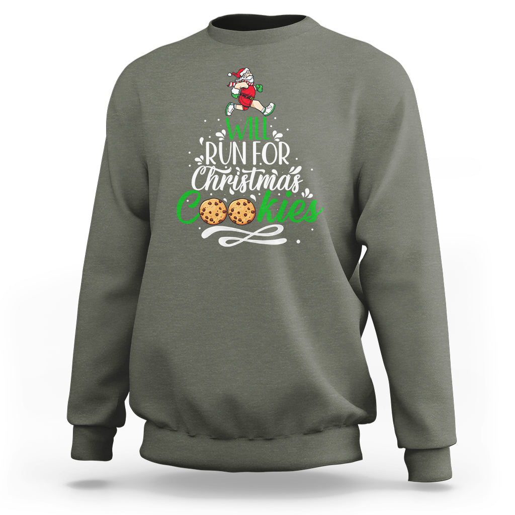 Will Run For Christmas Cookies Santa Running Race Sweatshirt - Wonder Print Shop