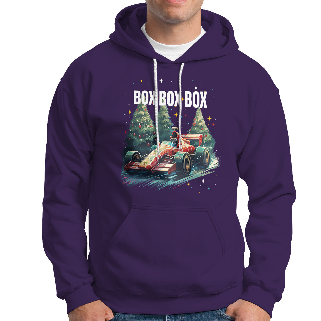 Car Racing Christmas Box Box Box Xmas Tree Colorful Light Hoodie - Wonder Print Shop