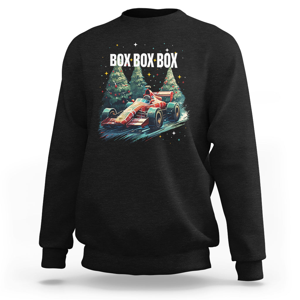 Car Racing Christmas Box Box Box Xmas Tree Colorful Light Sweatshirt - Wonder Print Shop