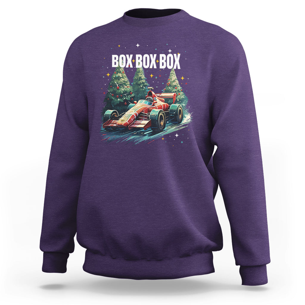 Car Racing Christmas Box Box Box Xmas Tree Colorful Light Sweatshirt - Wonder Print Shop