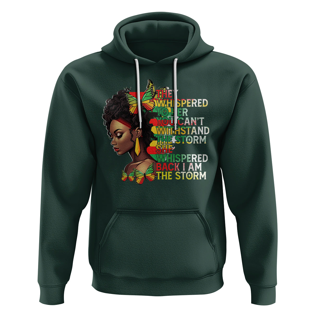 Black History Month Hoodie African Women She Whispered Back I Am The Storm - Wonder Print Shop