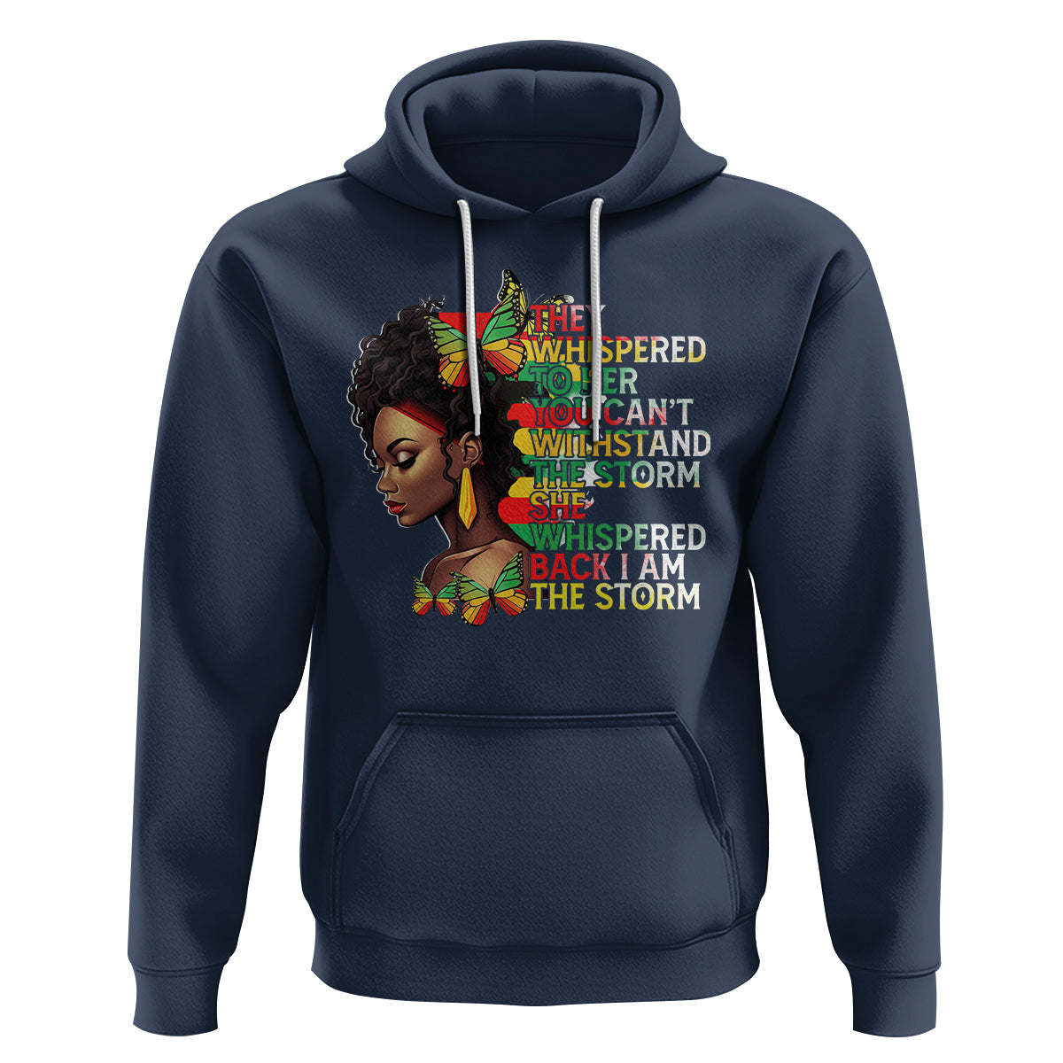 Black History Month Hoodie African Women She Whispered Back I Am The Storm - Wonder Print Shop
