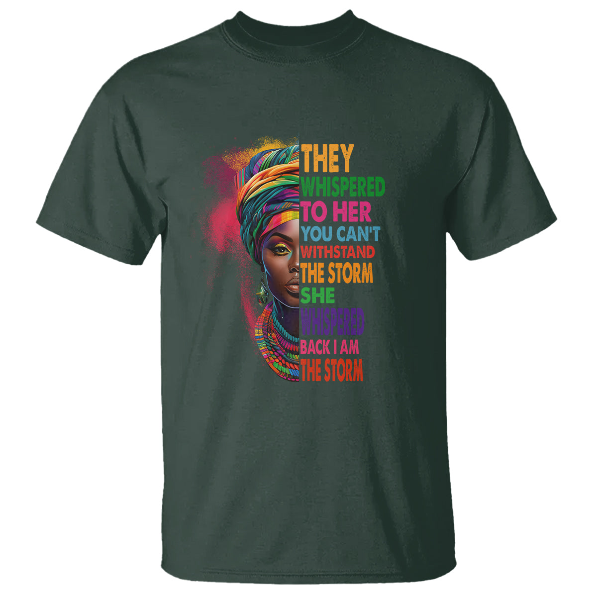 Black History Month T Shirt African Women She Whispered Back I Am The Storm - Wonder Print Shop