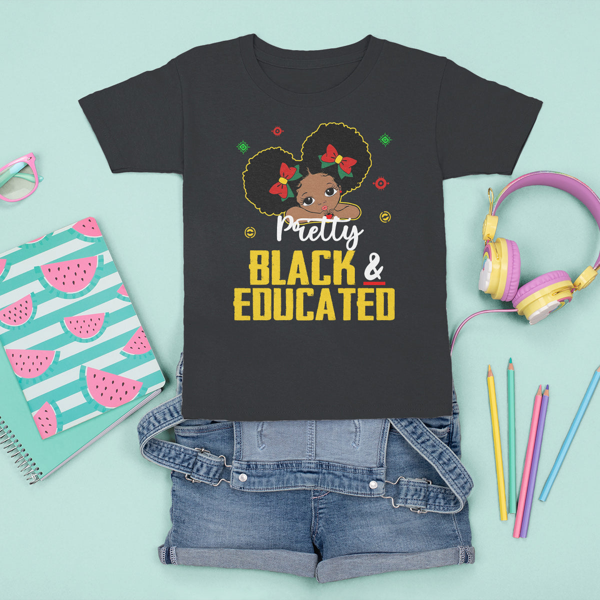 Pretty Black And Educated I Am The Strong African Queen Girl T Shirt For Kid - Wonder Print Shop