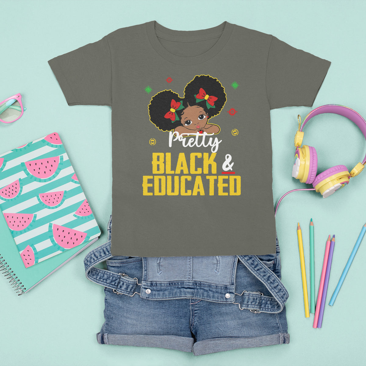 Pretty Black And Educated I Am The Strong African Queen Girl T Shirt For Kid - Wonder Print Shop
