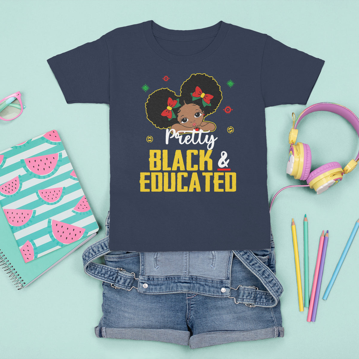 Pretty Black And Educated I Am The Strong African Queen Girl T Shirt For Kid - Wonder Print Shop