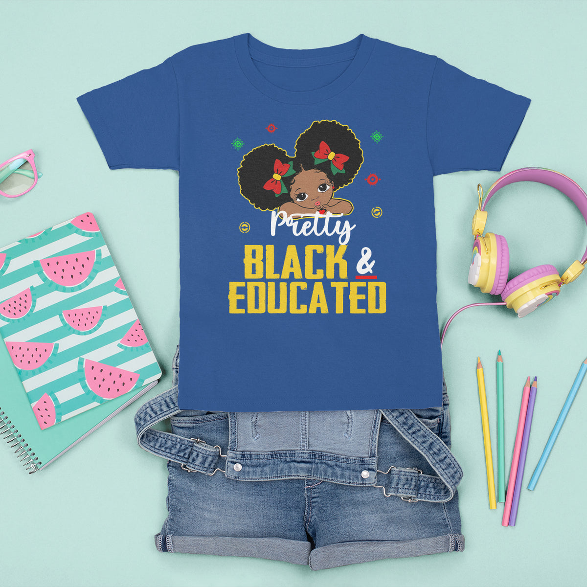 Pretty Black And Educated I Am The Strong African Queen Girl T Shirt For Kid - Wonder Print Shop