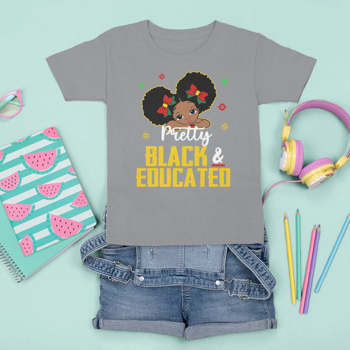 Pretty Black And Educated I Am The Strong African Queen Girl T Shirt For Kid - Wonder Print Shop