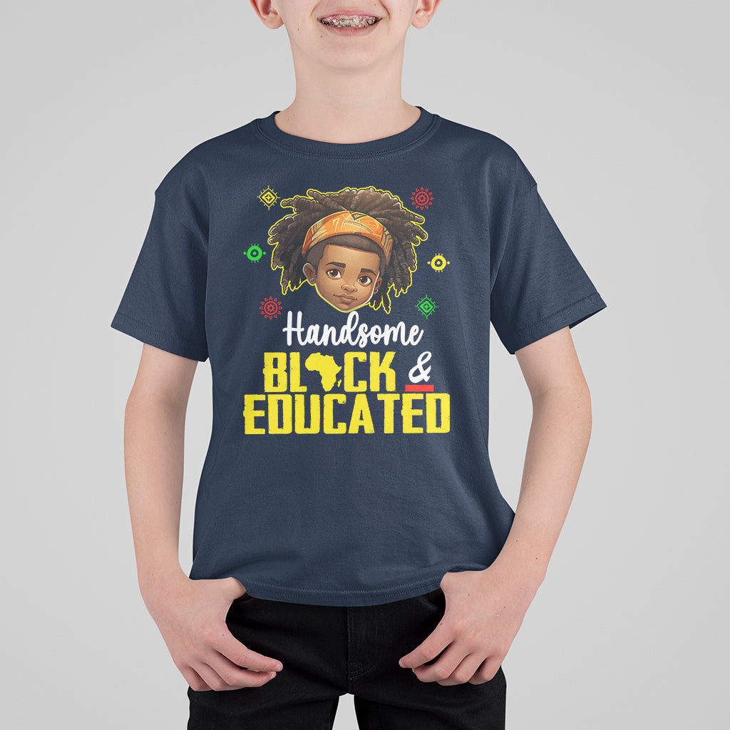 Handsome Black And Educated I Am The Strong African King Boy T Shirt For Kid - Wonder Print Shop