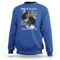 She's Black She's A Queen She's A Nurse Living Her Best Life Sweatshirt - Wonder Print Shop