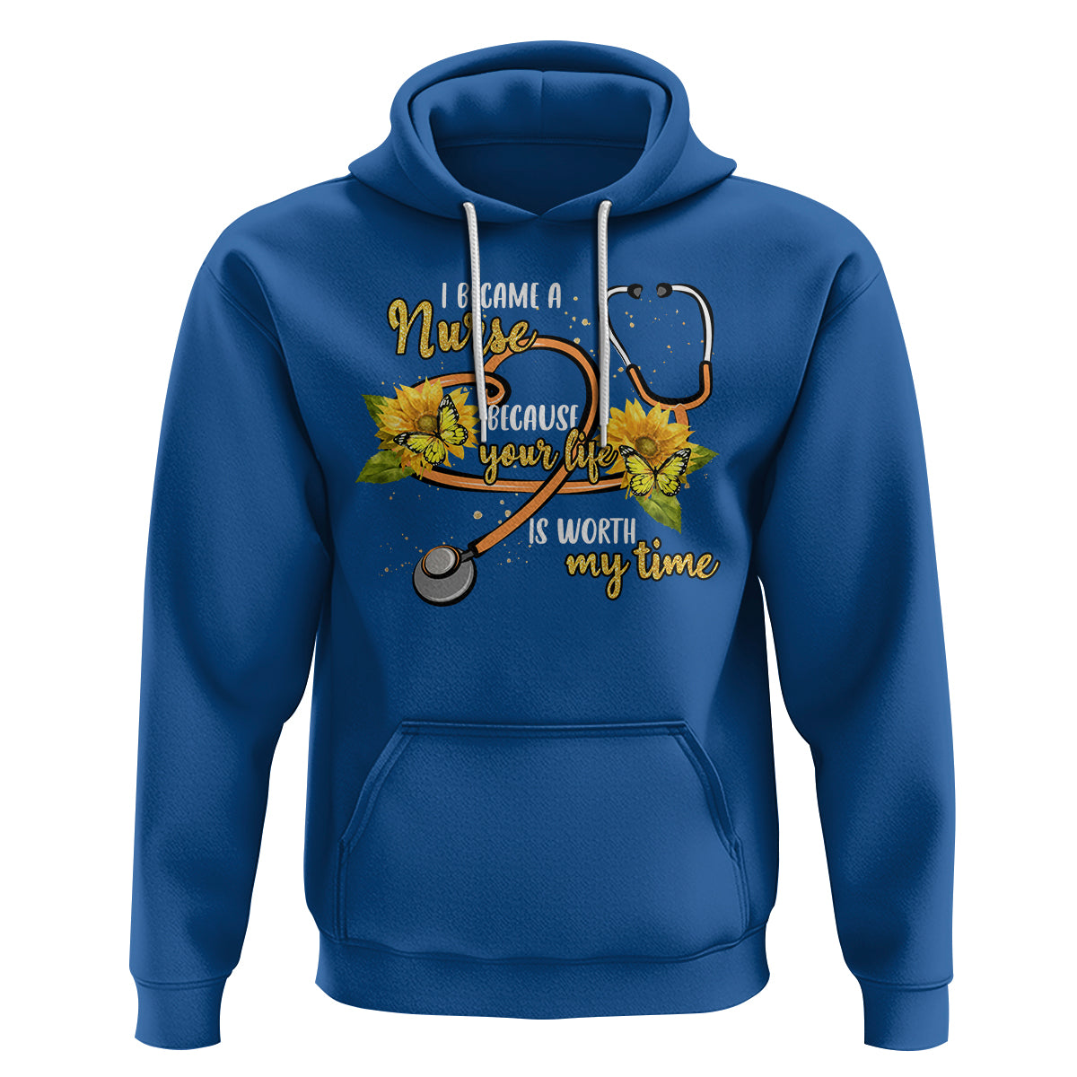 I Became A Nurse Because Your Life Is Worth My Time Sunflower Butterfly Hoodie - Wonder Print Shop