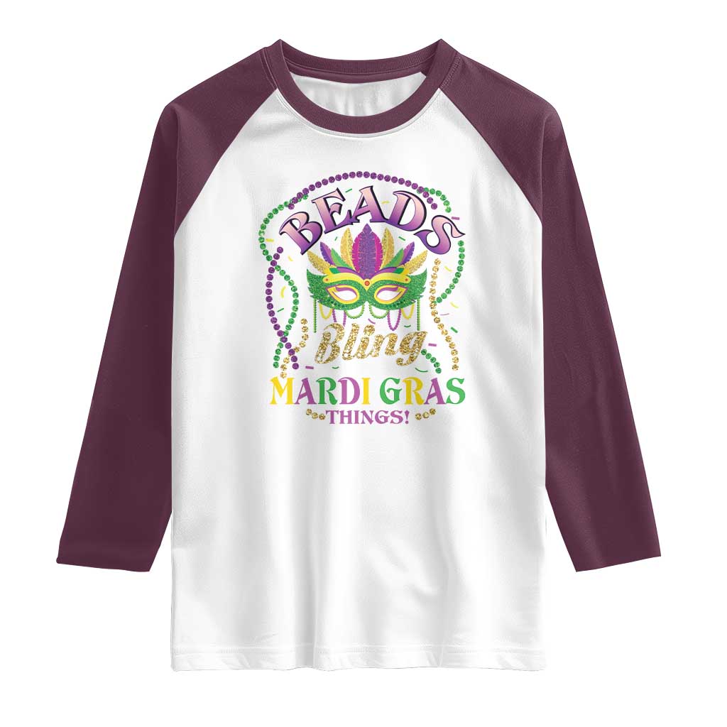 Beads And Bling It's A Mardi Gras Thing New Orleans Raglan Shirt