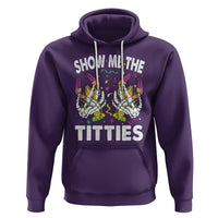Mardi Gras Hoodie Show Me The Titties Funny Skeleton Crawfish - Wonder Print Shop