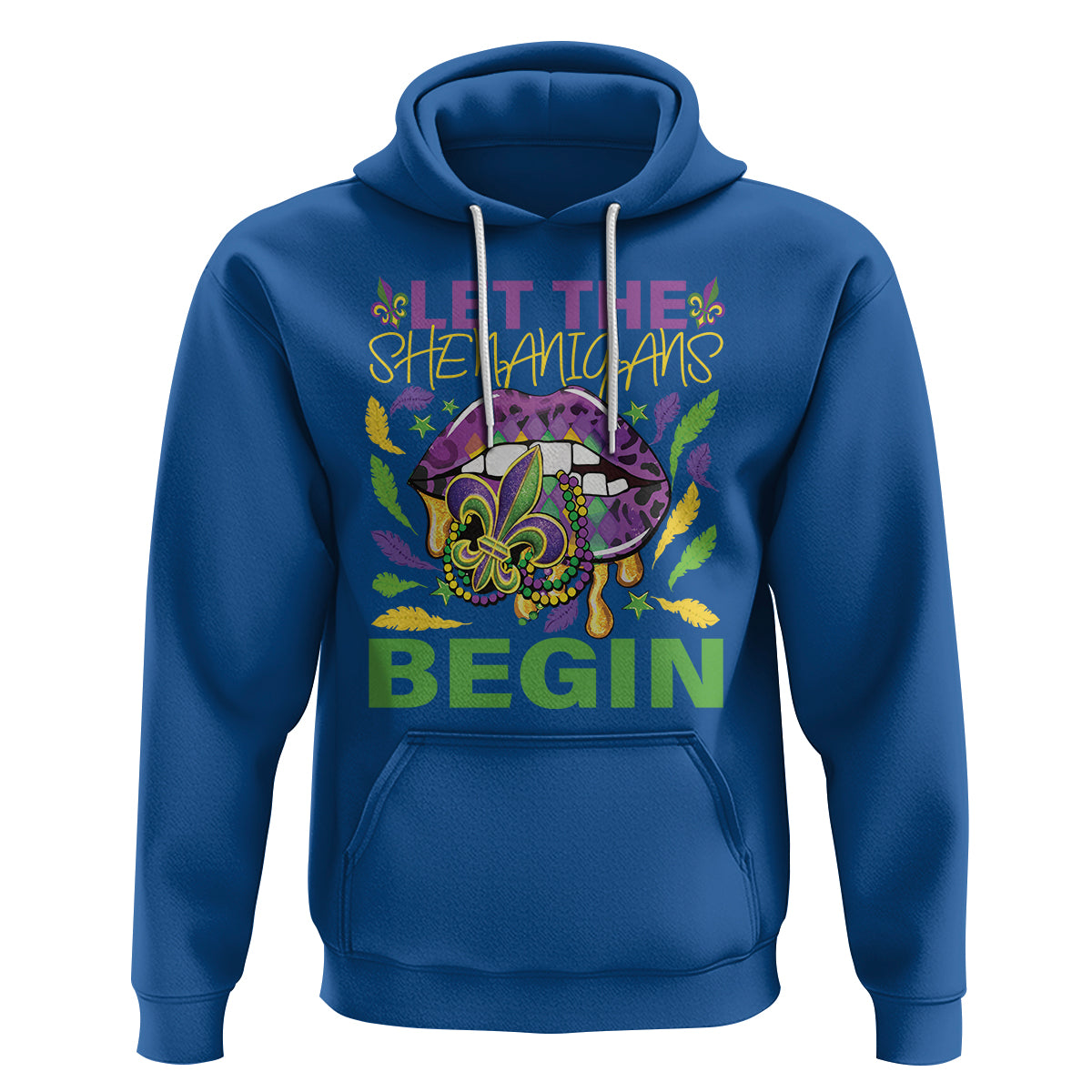 Mardi Gras Hoodie Let The Shenanigans Begin Leopard Lips - Wonder Print Shop