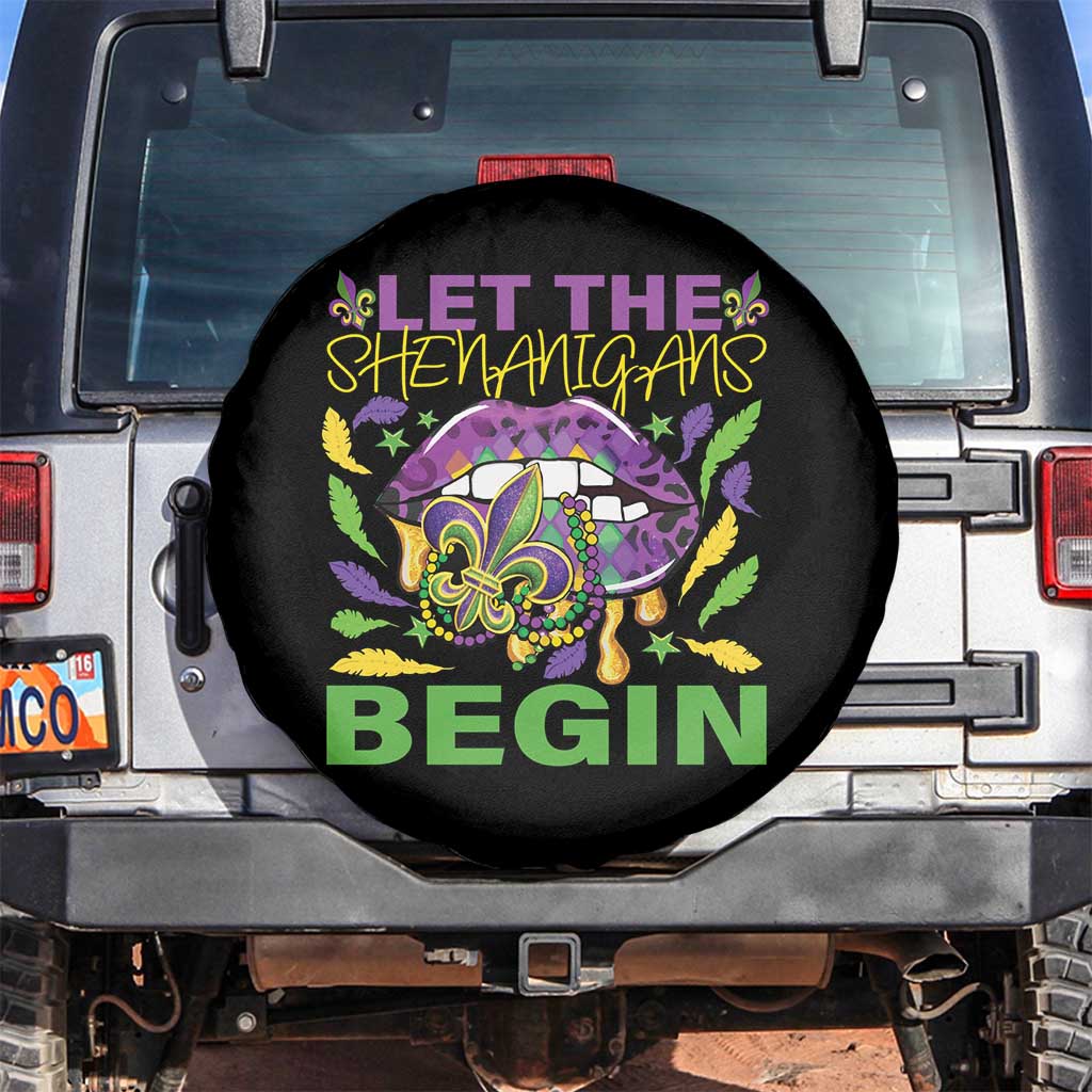 Mardi Gras Spare Tire Cover Let The Shenanigans Begin Leopard Lips