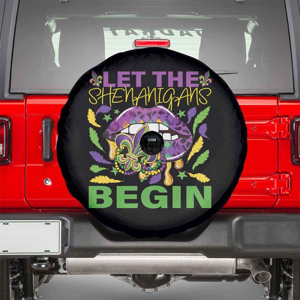 Mardi Gras Spare Tire Cover Let The Shenanigans Begin Leopard Lips