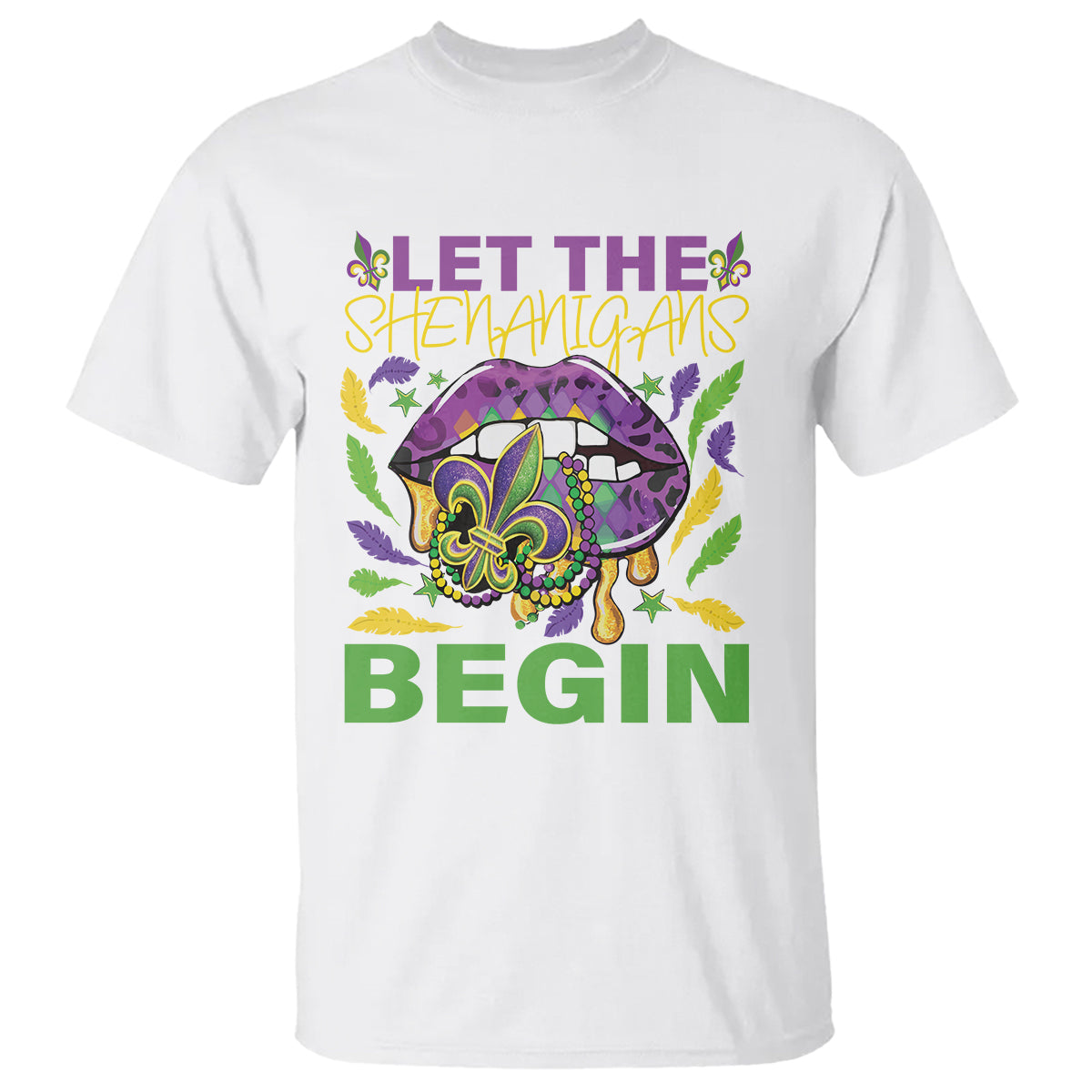 Mardi Gras T Shirt Let The Shenanigans Begin Leopard Lips - Wonder Print Shop