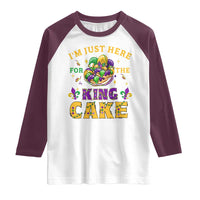 Funny Mardi Gras Raglan Shirt I'm Just Here For The King Cake
