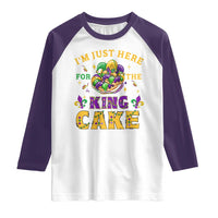 Funny Mardi Gras Raglan Shirt I'm Just Here For The King Cake