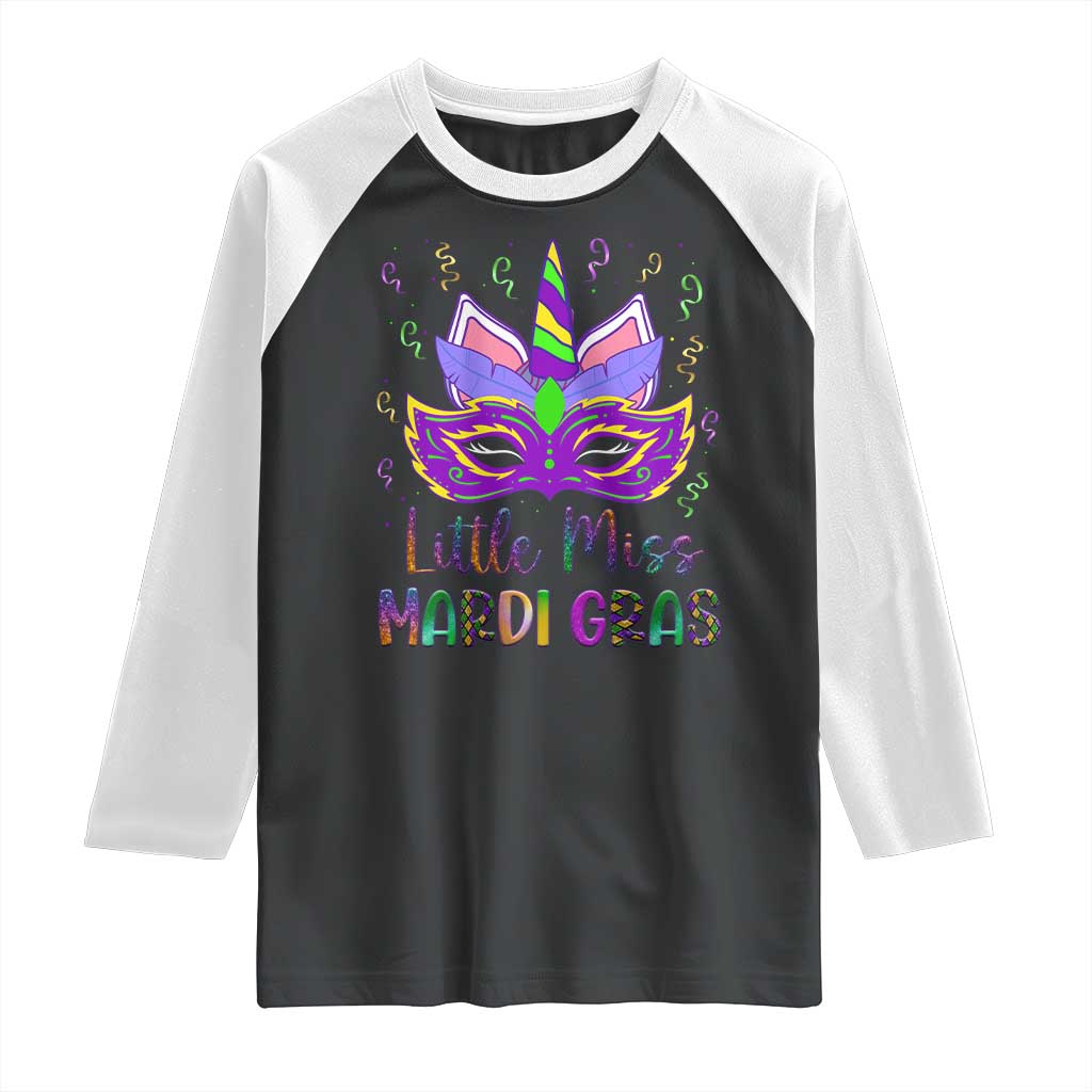 Mardi Gras Raglan Shirt Little Miss Unicorn Cute Girl Women