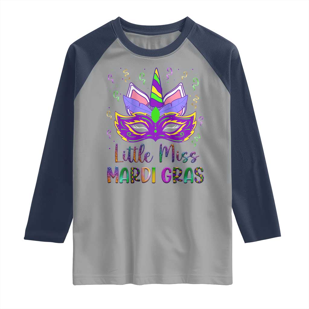 Mardi Gras Raglan Shirt Little Miss Unicorn Cute Girl Women