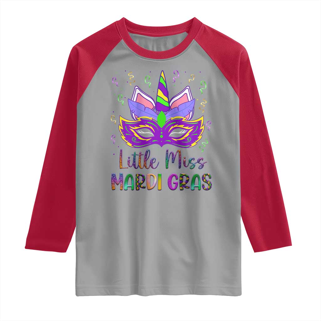 Mardi Gras Raglan Shirt Little Miss Unicorn Cute Girl Women
