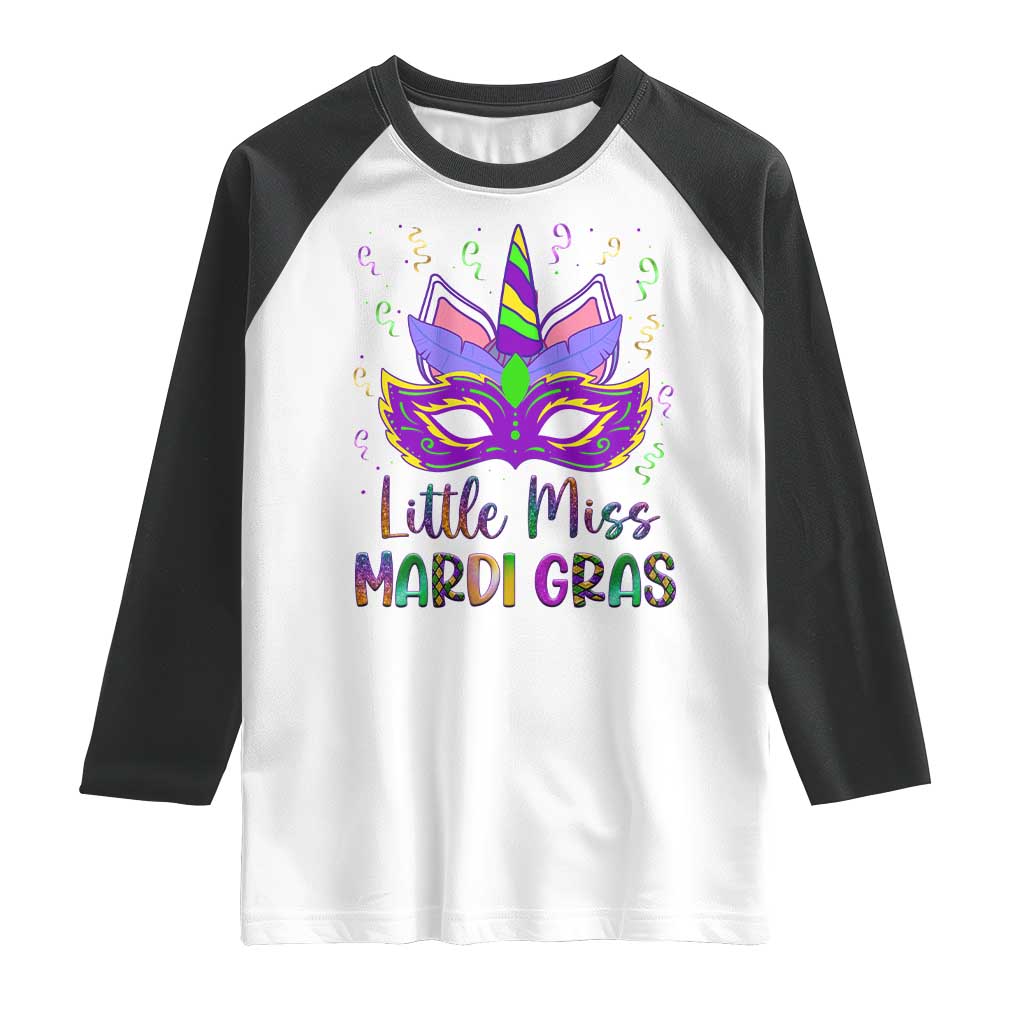Mardi Gras Raglan Shirt Little Miss Unicorn Cute Girl Women