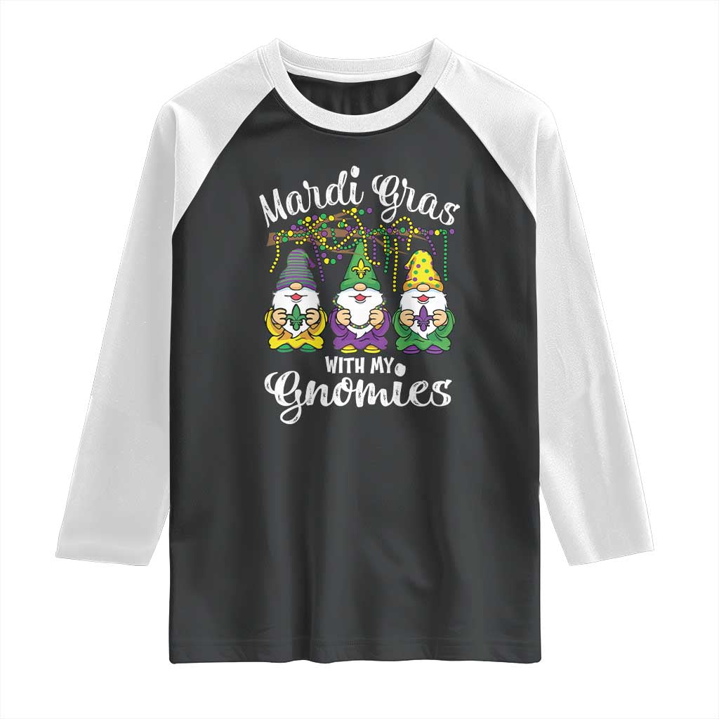 Mardi Gras With My Gnomies Funny Gnomes Squad Raglan Shirt