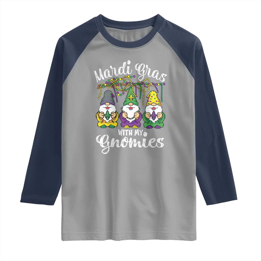 Mardi Gras With My Gnomies Funny Gnomes Squad Raglan Shirt