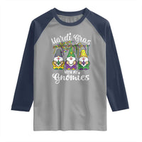 Mardi Gras With My Gnomies Funny Gnomes Squad Raglan Shirt