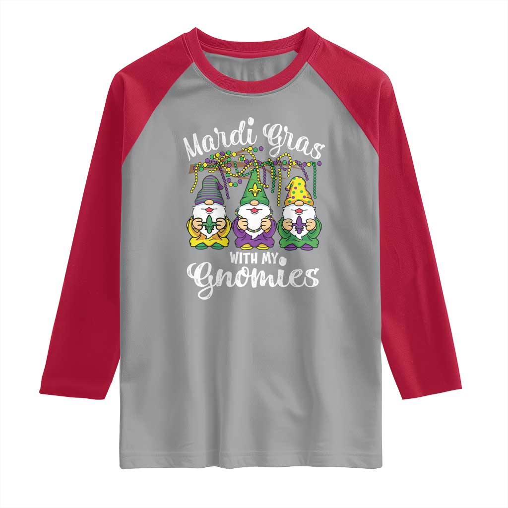 Mardi Gras With My Gnomies Funny Gnomes Squad Raglan Shirt