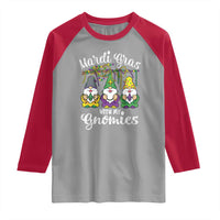 Mardi Gras With My Gnomies Funny Gnomes Squad Raglan Shirt