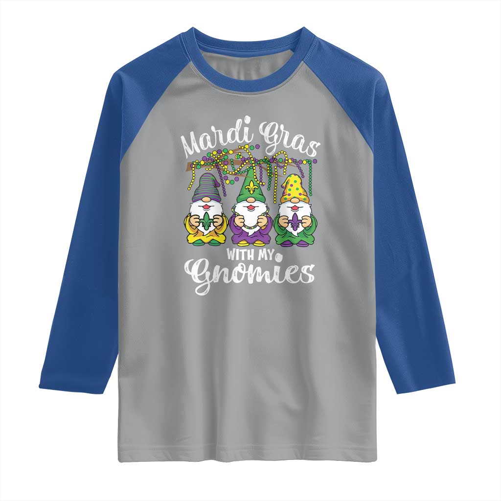 Mardi Gras With My Gnomies Funny Gnomes Squad Raglan Shirt