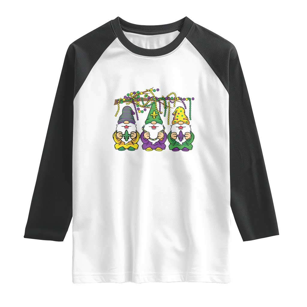 Mardi Gras With My Gnomies Funny Gnomes Squad Raglan Shirt