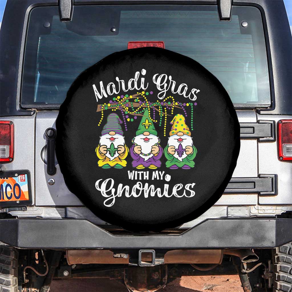 Mardi Gras With My Gnomies Funny Gnomes Squad Spare Tire Cover