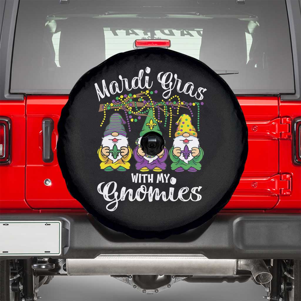 Mardi Gras With My Gnomies Funny Gnomes Squad Spare Tire Cover