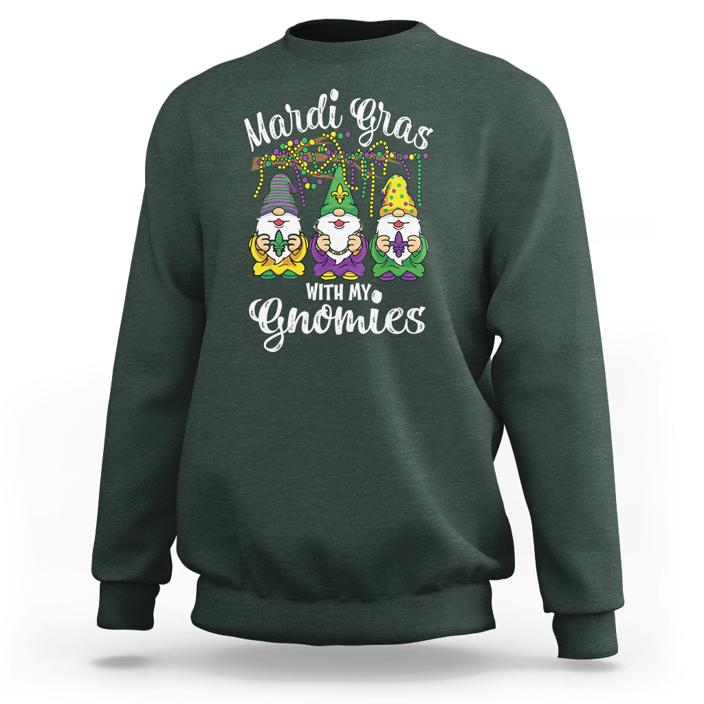 Mardi Gras With My Gnomies Funny Gnomes Squad Sweatshirt - Wonder Print Shop