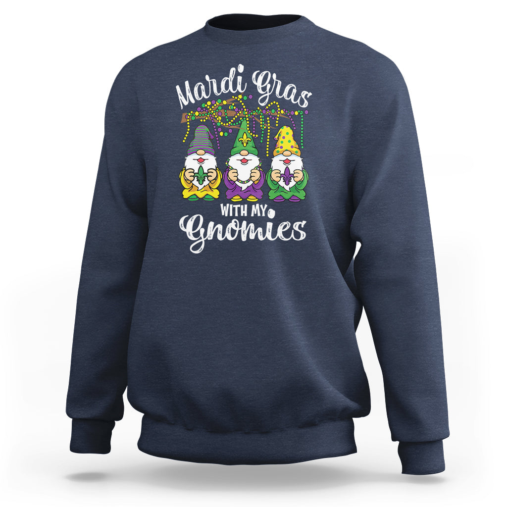 Mardi Gras With My Gnomies Funny Gnomes Squad Sweatshirt - Wonder Print Shop